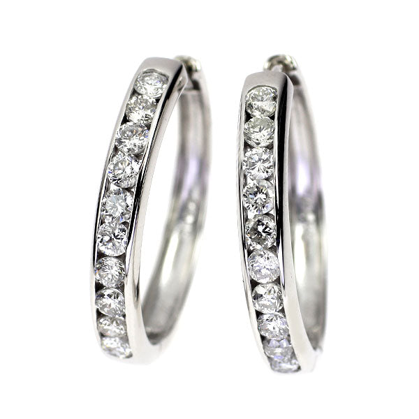 K18WG ダイヤモンド ピアス 1.00ct  フープ