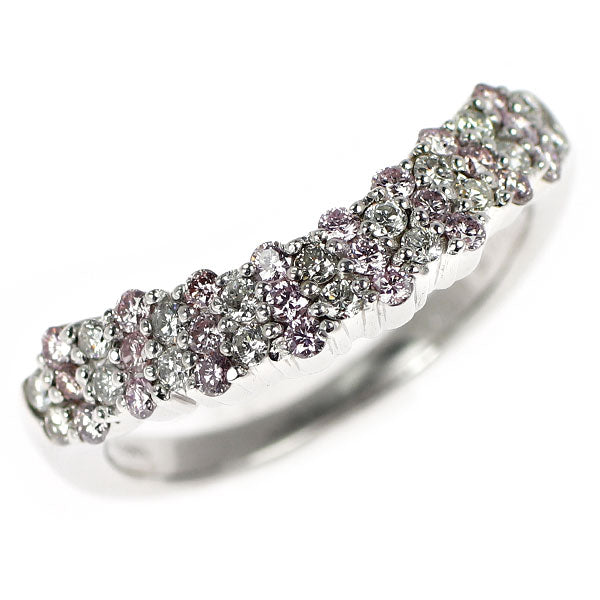 K18WG 天然ピンク ダイヤモンド リング 0.30ct D0.20ct