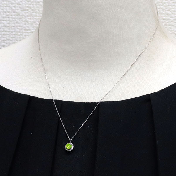Pt900/ Pt850 アップルグリーンダイヤモンド ペンダントネックレス 0.380ct D0.10ct