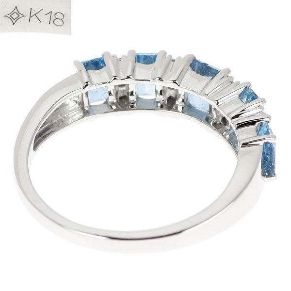GSTV K18WG アクアマリン ダイヤモンド リング 1.10ct D0.15ct