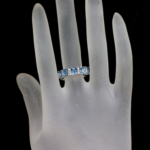 GSTV K18WG アクアマリン ダイヤモンド リング 1.10ct D0.15ct