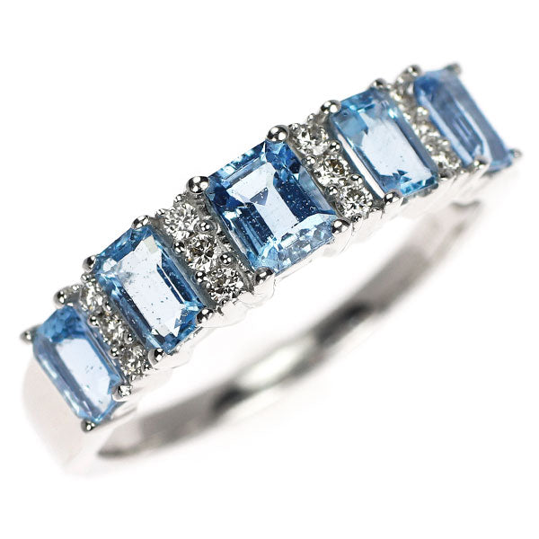 GSTV K18WG アクアマリン ダイヤモンド リング 1.10ct D0.15ct