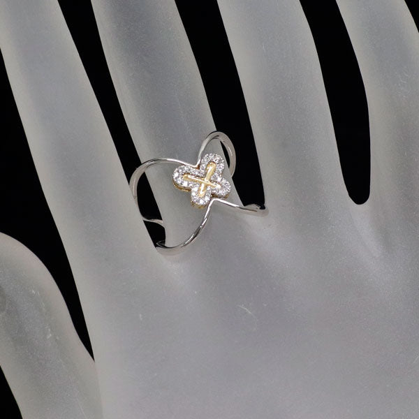 希少 K18YG/WG 天然ピンクダイヤモンド リング 0.20ct 蝶 2WAY