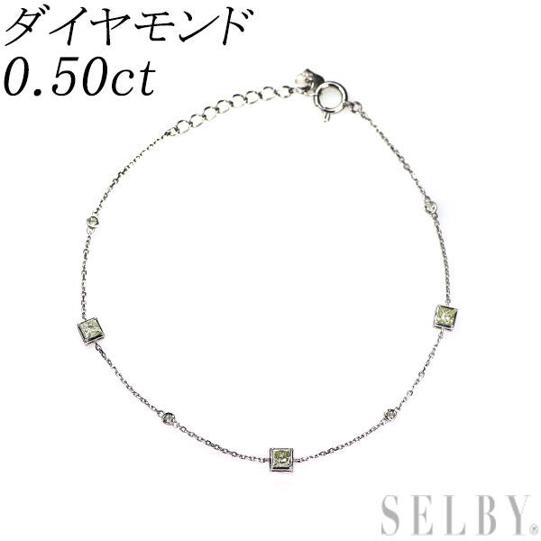 K18WG ダイヤモンド ブレスレット 0.50ct ステーション