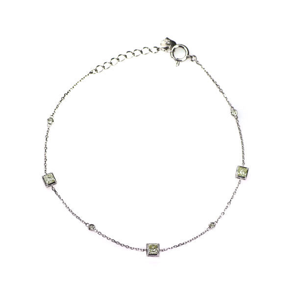 K18WG ダイヤモンド ブレスレット 0.50ct ステーション