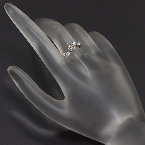 カシケイ Pt900 ブラウンダイヤモンド リング 0.30ct D0.20ct ベゼル