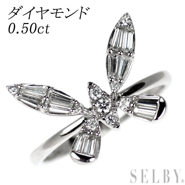 K18WG ダイヤモンド リング 0.50ct 蝶 バタフライ
