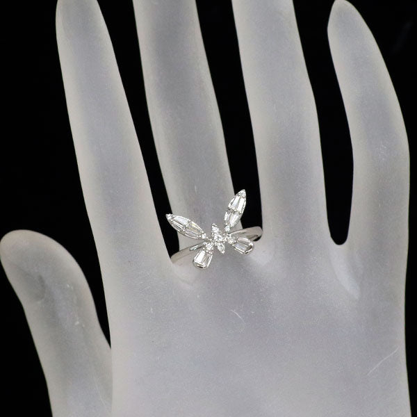 K18WG ダイヤモンド リング 0.50ct 蝶 バタフライ