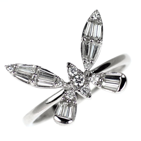 K18WG ダイヤモンド リング 0.50ct 蝶 バタフライ