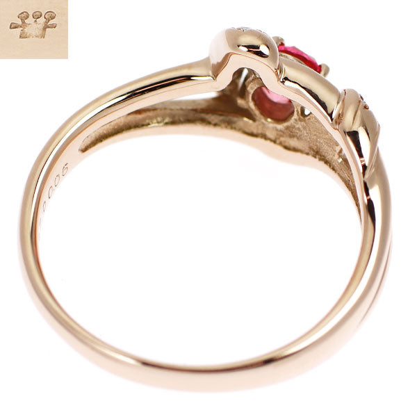 京セラ/ムーンジュエリー K18PG 再結晶パパラチアサファイア ダイヤモンド リング 0.37ct D0.06ct