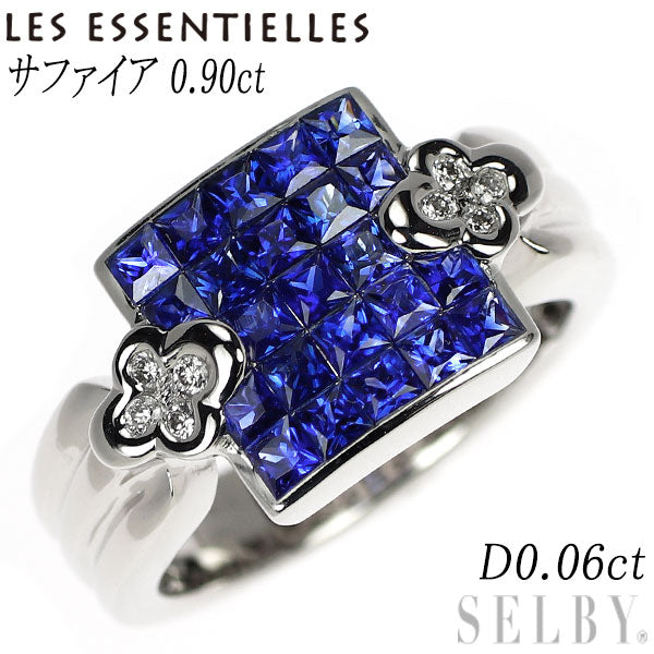レ・エッセンシャル K18WG サファイア ダイヤモンド リング 0.90ct D0