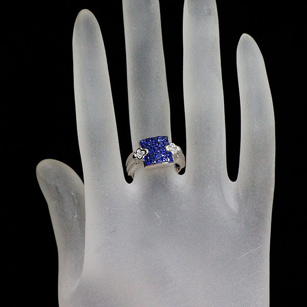 レ・エッセンシャル K18WG サファイア ダイヤモンド リング 0.90ct D0