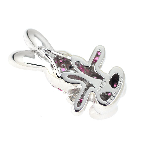 K18WG ピンクサファイア ブラックダイヤモンド ペンダントトップ 0.40ct BD0.02ct うさぎ