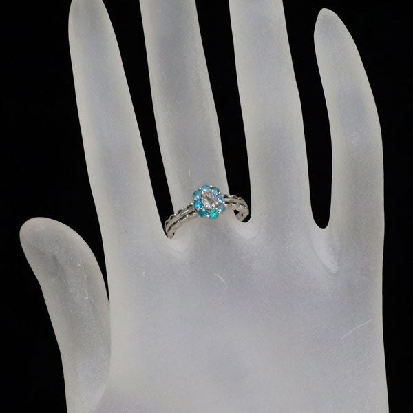 希少 Pt950 オーバルローズカット ダイヤモンド パライバトルマリン リング 0.169ct PT0.276ct
