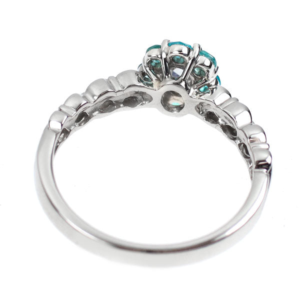 希少 Pt950 オーバルローズカット ダイヤモンド パライバトルマリン リング 0.169ct PT0.276ct