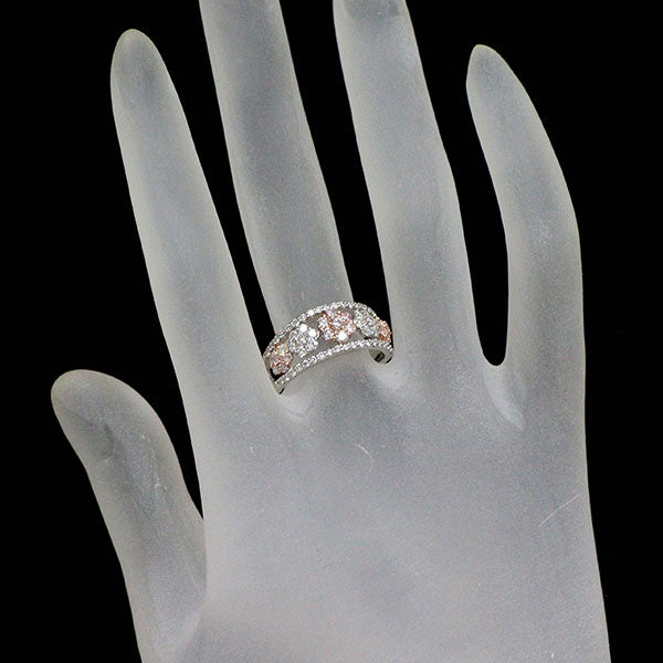 Pt900 天然ピンク/カラーレス ダイヤモンド リング 1.00ct フラワー