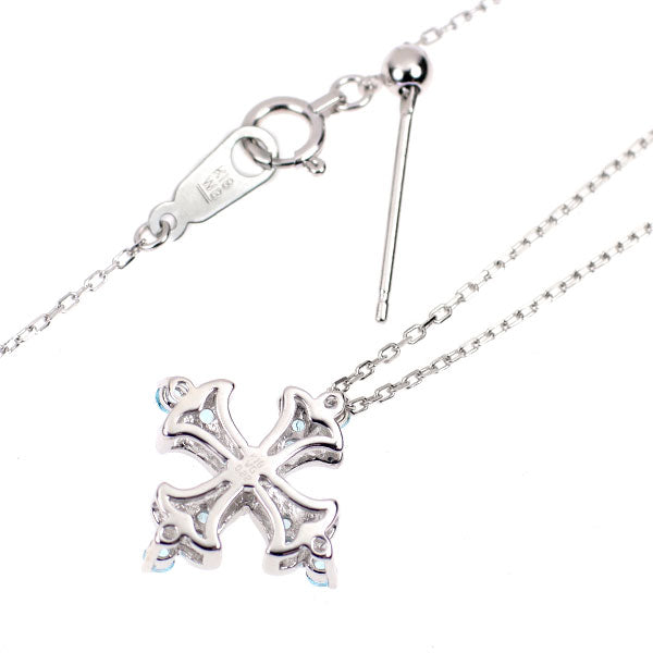 K18WG パライバトルマリン ペンダントネックレス 0.22ct クロスフローリー