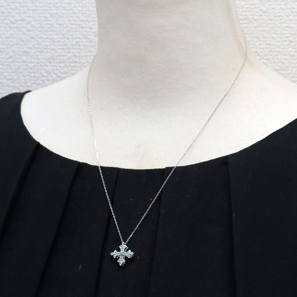 K18WG パライバトルマリン ペンダントネックレス 0.22ct クロスフローリー
