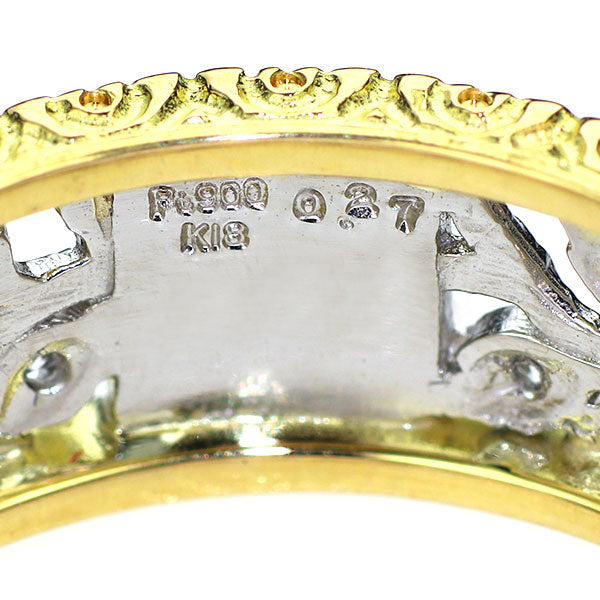 k18gf pt900 フィレンツェ彫 ダイヤモンド 指輪 リング ゴールド 10号 11号