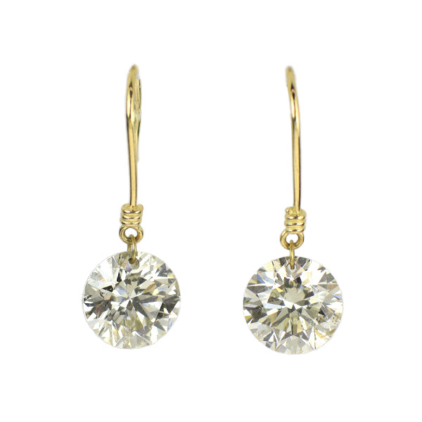 新品 K18YG ストリングホール ダイヤモンド ピアス 2.124ct VLB SI2 フック