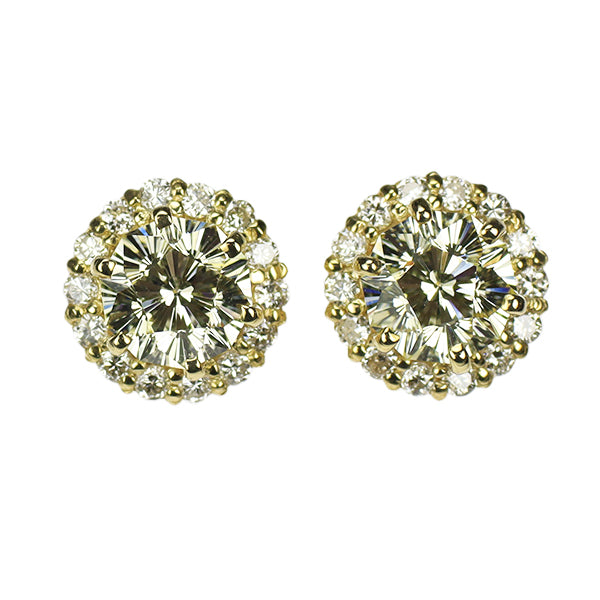 新品 K18YG さくらカット ダイヤモンド ピアス 1.127ct LY VVS1-2 D0.24ct