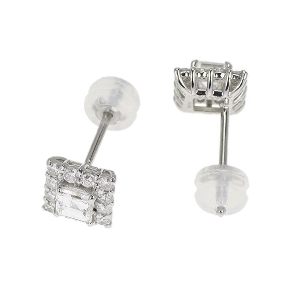 新品 Pt900/ Pt950 スクエアカット ダイヤモンド ピアス 0.634ct F/G VVS2/VS1 D0.46ct
