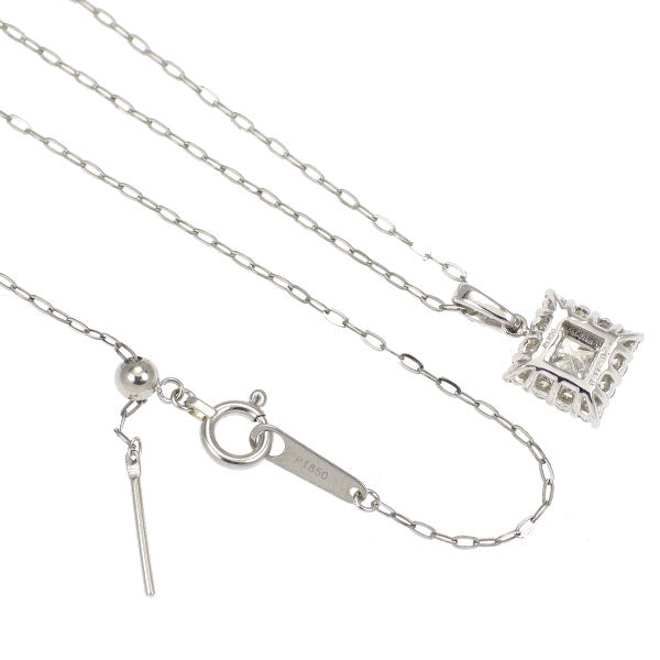 新品 Pt950/ Pt850 プリンセスカット ダイヤモンド ペンダントネックレス 0.312ct G VS2 D0.27ct