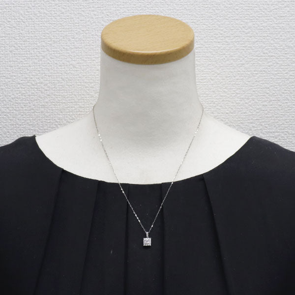 新品 Pt950/ Pt850 プリンセスカット ダイヤモンド ペンダントネックレス 0.312ct G VS2 D0.27ct
