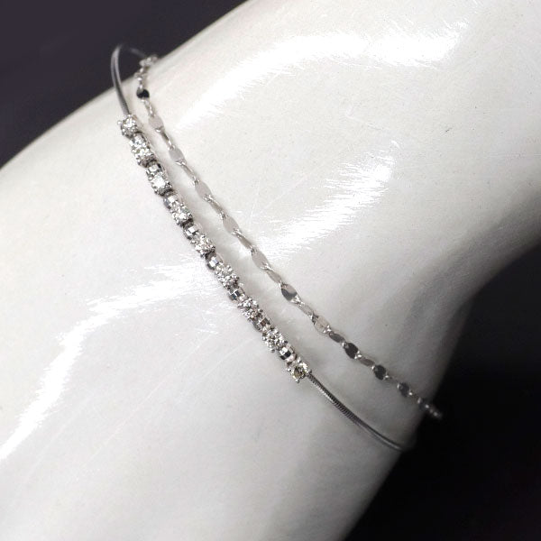 K18WG ダイヤモンド ブレスレット 0.30ct ２連