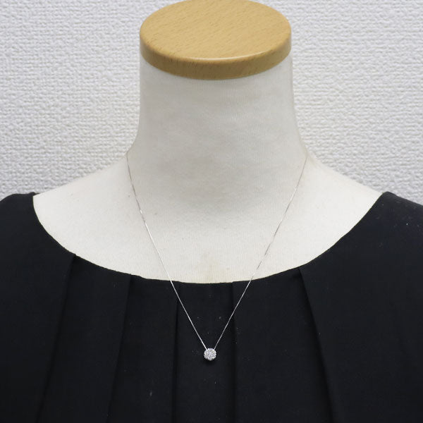 K18WG ダイヤモンド ペンダントネックレス 0.30ct フラワー