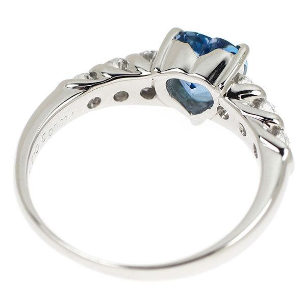 Pt900 ハートシェイプ アクアマリン ダイヤモンド リング 0.861ct D0.48ct