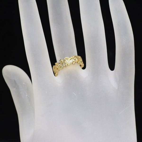 スタージュエリー K18YG ダイヤモンド リング 0.03ct アラベスク ハート