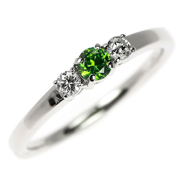 希少 Pt950 デマントイドガーネット ダイヤモンド リング 0.18ct D0.12ct