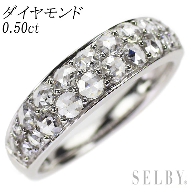 K18WG ローズカット ダイヤモンド リング 0.50ct パヴェ