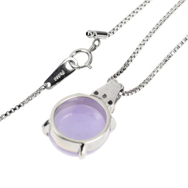 Pt900/Pt850 樹脂含浸なし ラベンダー 翡翠/ヒスイ ダイヤモンド ペンダントネックレス 11.96ct D0.18ct