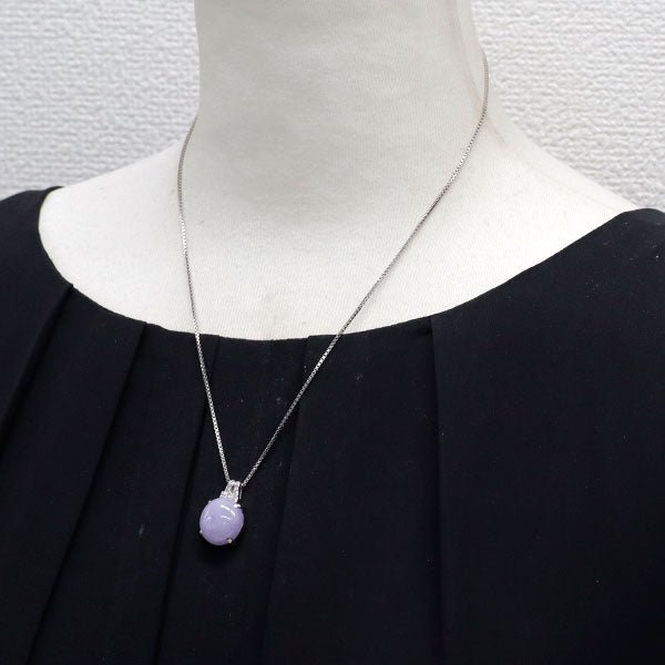 Pt900/Pt850 樹脂含浸なし ラベンダー 翡翠/ヒスイ ダイヤモンド ペンダントネックレス 11.96ct D0.18ct