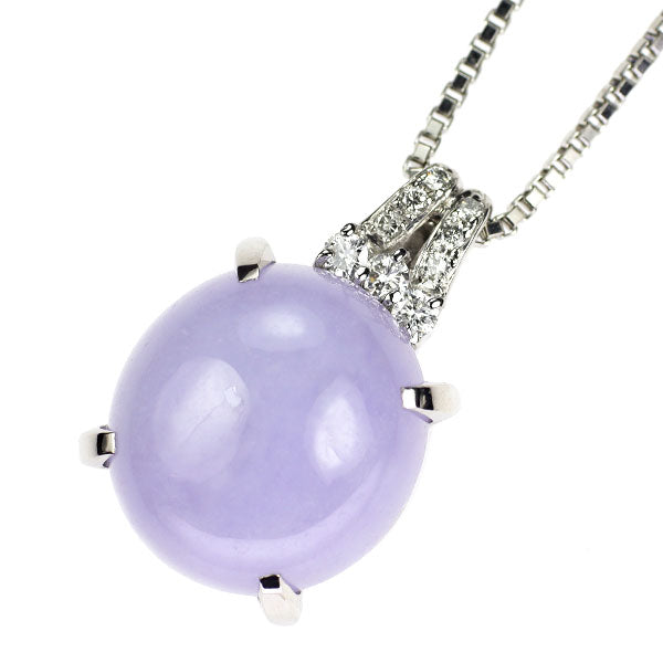 Pt900/Pt850 樹脂含浸なし ラベンダー 翡翠/ヒスイ ダイヤモンド ペンダントネックレス 11.96ct D0.18ct