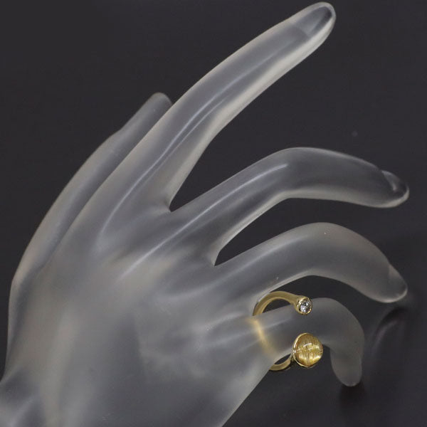 K18YG ルチルクオーツ ダイヤモンド リング 1.48ct D0.10ct ピンキー