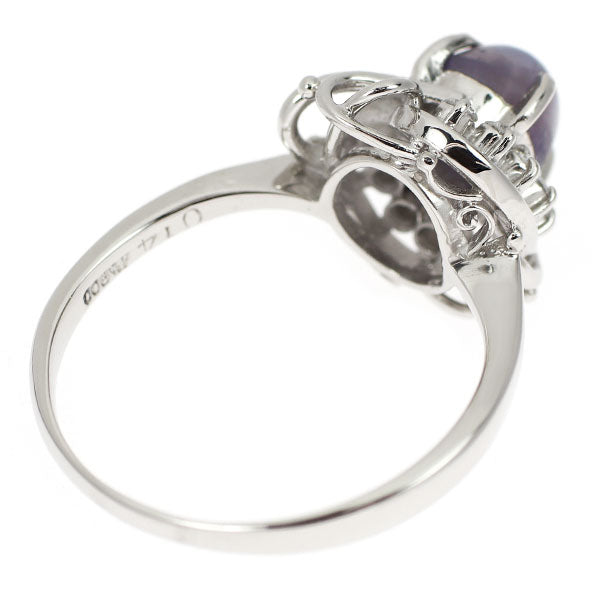 Pt900 スターサファイア ダイヤモンド リング 1.63ct  D0.14ct