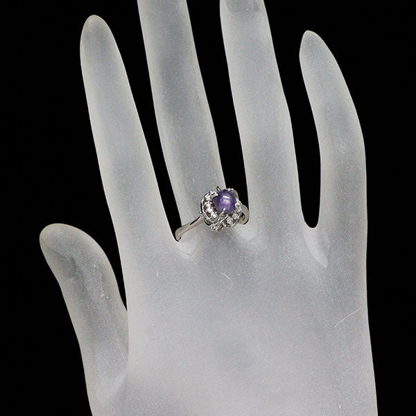 Pt900 スターサファイア ダイヤモンド リング 1.63ct  D0.14ct