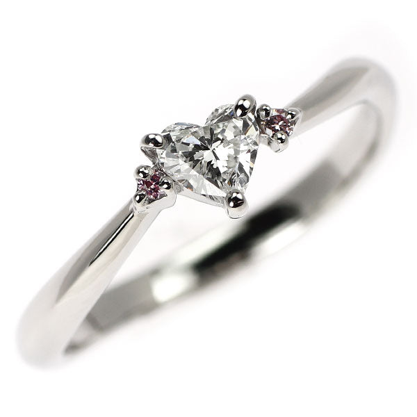Pt900 ハートシェイプ ダイヤモンド 天然ピンクダイヤ リング 0.319ct PD0.02ct