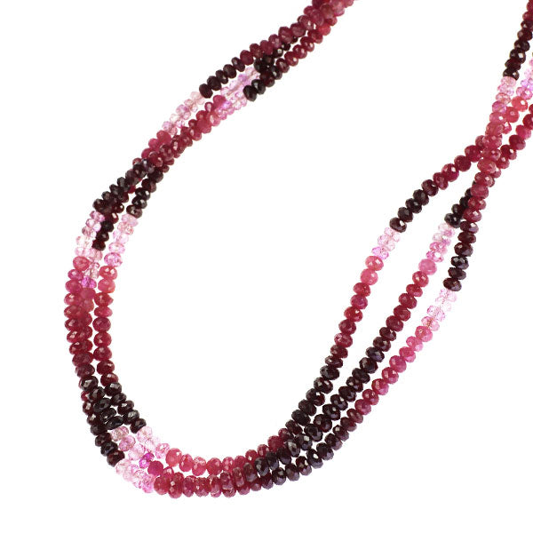 SV ルビー ネックレス 225.00ct 3連