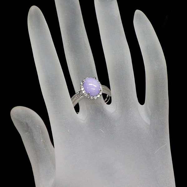 Pt900 ラベンダー 翡翠 ダイヤモンド リング 3.00ct D0.37ct