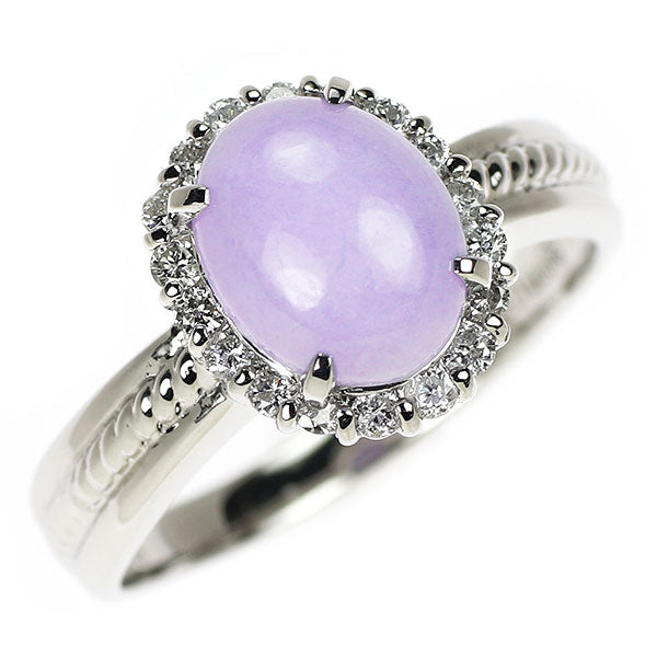 Pt900 ラベンダー 翡翠 ダイヤモンド リング 3.00ct D0.37ct