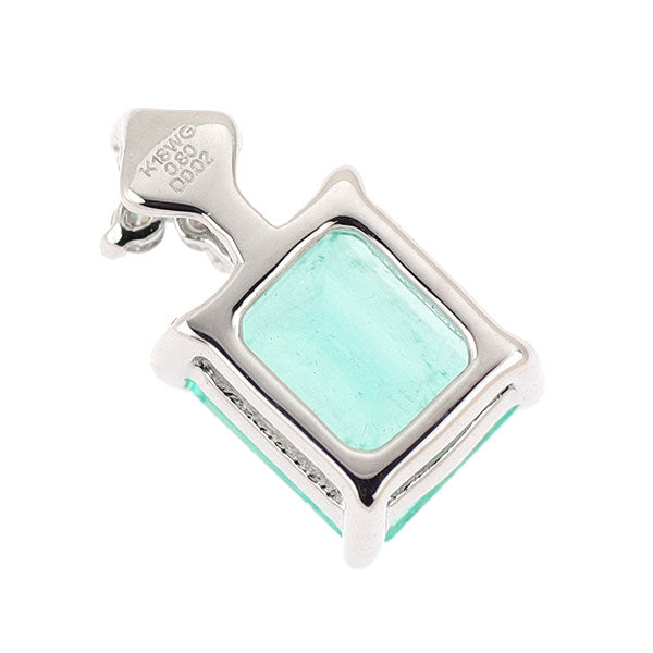K18WG エメラルド ダイヤモンド ペンダントトップ 0.80ct D0.02ct