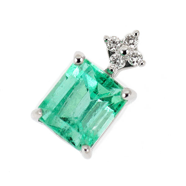 K18WG エメラルド ダイヤモンド ペンダントトップ 0.80ct D0.02ct