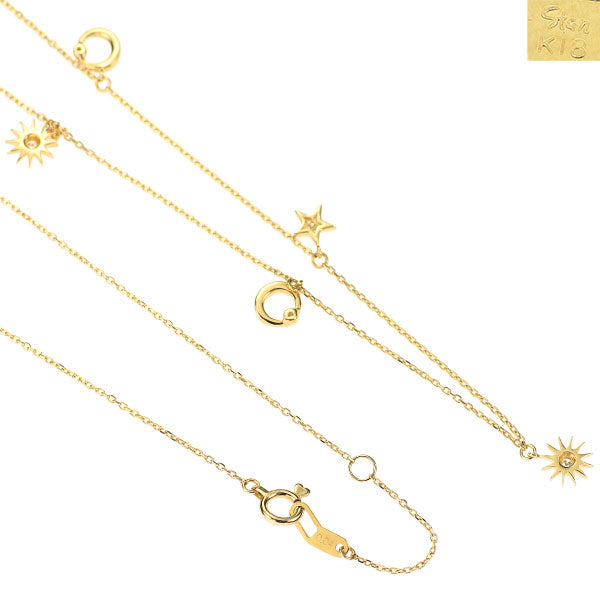 スタージュエリー K18YG ダイヤモンド ネックレス 0.04ct MOON＆SUN