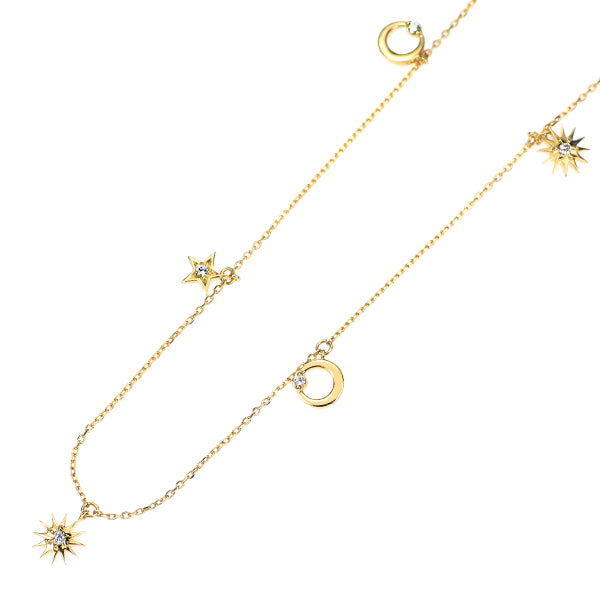 スタージュエリー K18YG ダイヤモンド ネックレス 0.04ct