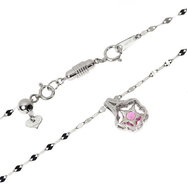 Pt/K18WG ピンクサファイア ダイヤモンド ペンダントネックレス 0.704ct D0.15ct フラワー マグネット付き