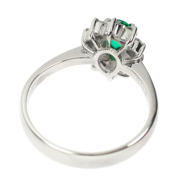 Pt900 ペアシェイプ エメラルド ダイヤモンド リング 0.30ct D0.35ct